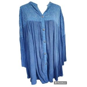 South Main Embroidered Peasant Top NEW Size XL Oversized